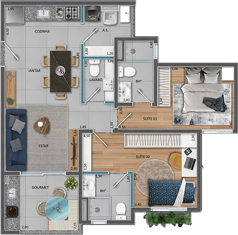 Planta Final 02 Gardem 66,17M²