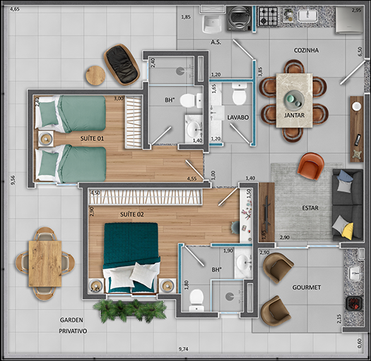 Planta Final 02 Gardem 66,17M²